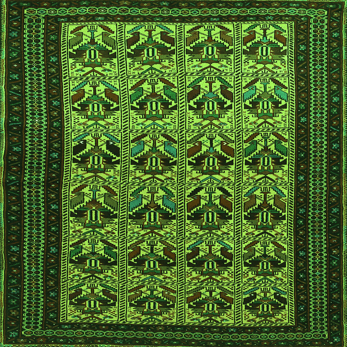 Round Machine Washable Persian Green Traditional Area Rugs, wshtr1538grn