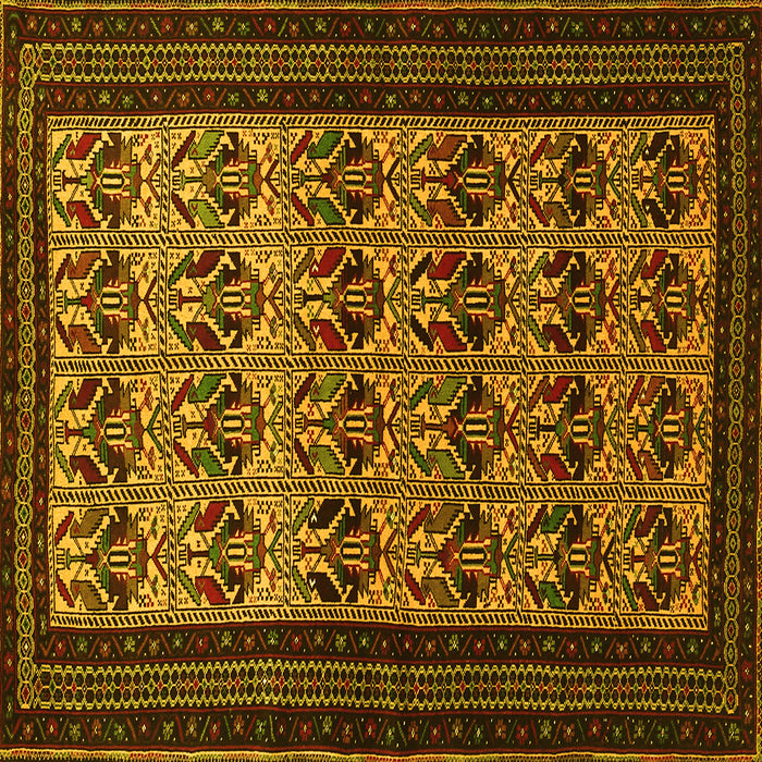 Square Machine Washable Persian Yellow Traditional Rug, wshtr1538yw
