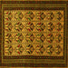 Square Machine Washable Persian Yellow Traditional Rug, wshtr1538yw