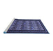 Sideview of Machine Washable Persian Blue Traditional Rug, wshtr1538blu