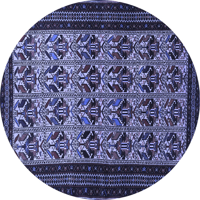 Round Persian Blue Traditional Rug, tr1538blu