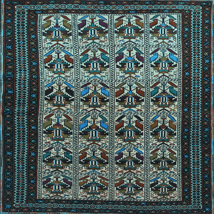Square Machine Washable Persian Light Blue Traditional Rug, wshtr1538lblu