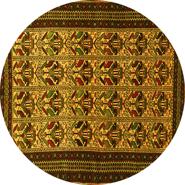 Round Machine Washable Persian Yellow Traditional Rug, wshtr1538yw