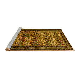 Sideview of Machine Washable Persian Yellow Traditional Rug, wshtr1538yw