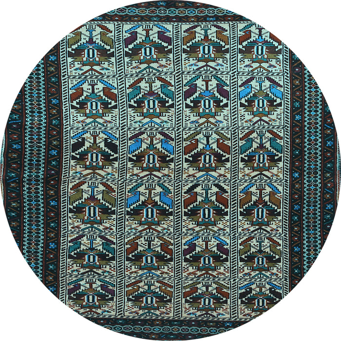 Round Persian Light Blue Traditional Rug, tr1538lblu