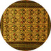 Round Persian Yellow Traditional Rug, tr1538yw