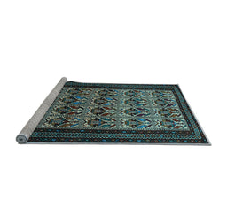 Sideview of Machine Washable Persian Light Blue Traditional Rug, wshtr1538lblu