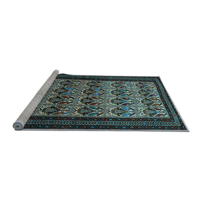 Sideview of Machine Washable Persian Light Blue Traditional Rug, wshtr1538lblu
