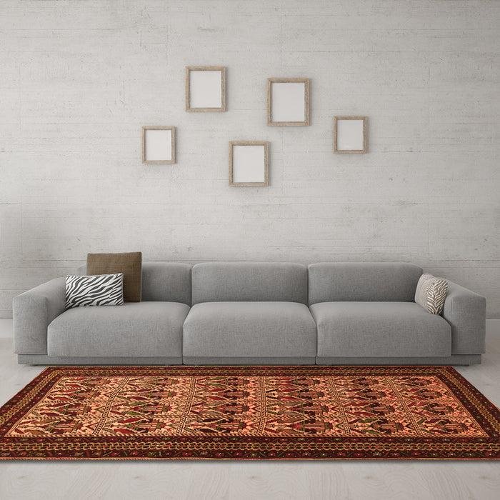 Machine Washable Persian Orange Traditional Area Rugs in a Living Room, wshtr1538org