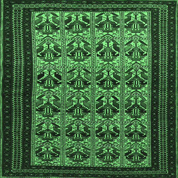 Square Machine Washable Persian Emerald Green Traditional Area Rugs, wshtr1538emgrn