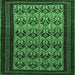 Square Machine Washable Persian Emerald Green Traditional Area Rugs, wshtr1538emgrn