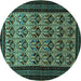 Round Machine Washable Persian Turquoise Traditional Area Rugs, wshtr1538turq