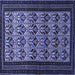 Square Machine Washable Persian Blue Traditional Rug, wshtr1538blu