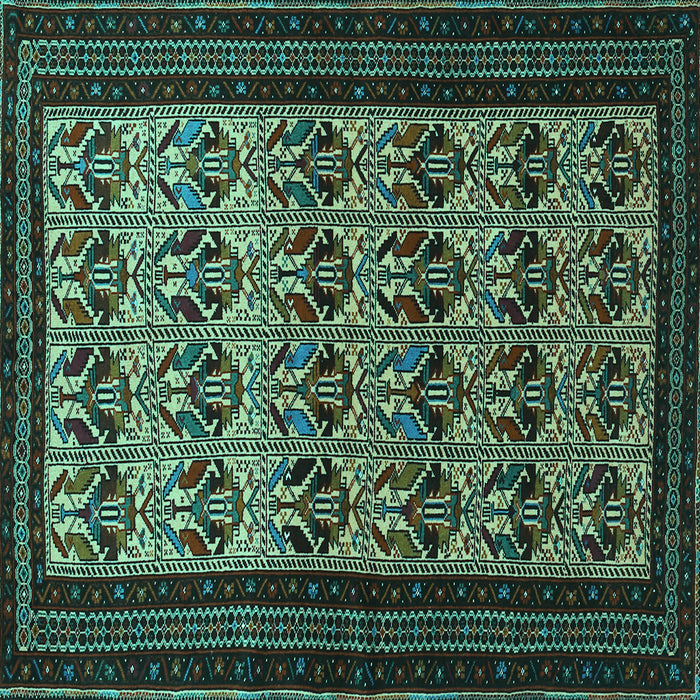 Square Machine Washable Persian Turquoise Traditional Area Rugs, wshtr1538turq