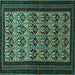 Square Machine Washable Persian Turquoise Traditional Area Rugs, wshtr1538turq