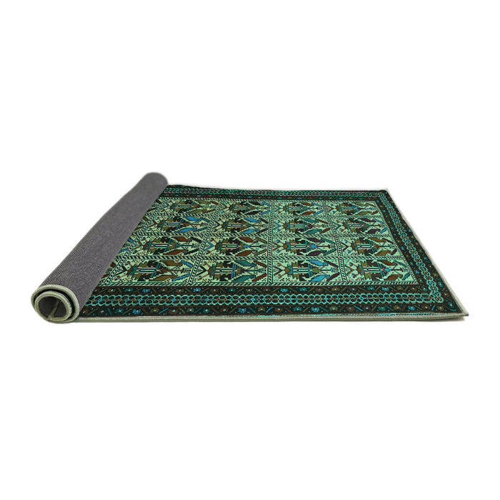Sideview of Persian Turquoise Traditional Rug, tr1538turq
