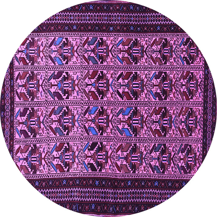Round Persian Purple Traditional Rug, tr1538pur