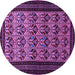 Round Machine Washable Persian Purple Traditional Area Rugs, wshtr1538pur