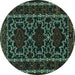 Round Machine Washable Persian Turquoise Traditional Area Rugs, wshtr1539turq