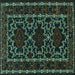 Square Machine Washable Persian Turquoise Traditional Area Rugs, wshtr1539turq