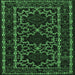 Square Machine Washable Persian Emerald Green Traditional Area Rugs, wshtr1539emgrn