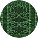 Round Machine Washable Persian Emerald Green Traditional Area Rugs, wshtr1539emgrn