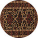 Round Persian Brown Traditional Rug, tr1539brn