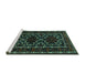 Sideview of Machine Washable Persian Turquoise Traditional Area Rugs, wshtr1539turq