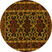 Round Persian Yellow Traditional Rug, tr1539yw