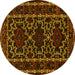 Round Machine Washable Persian Yellow Traditional Rug, wshtr1539yw