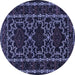 Round Machine Washable Persian Blue Traditional Rug, wshtr1539blu