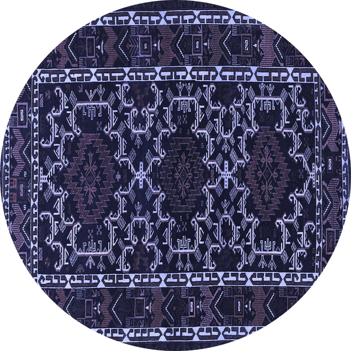 Round Persian Blue Traditional Rug, tr1539blu