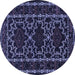 Round Persian Blue Traditional Rug, tr1539blu