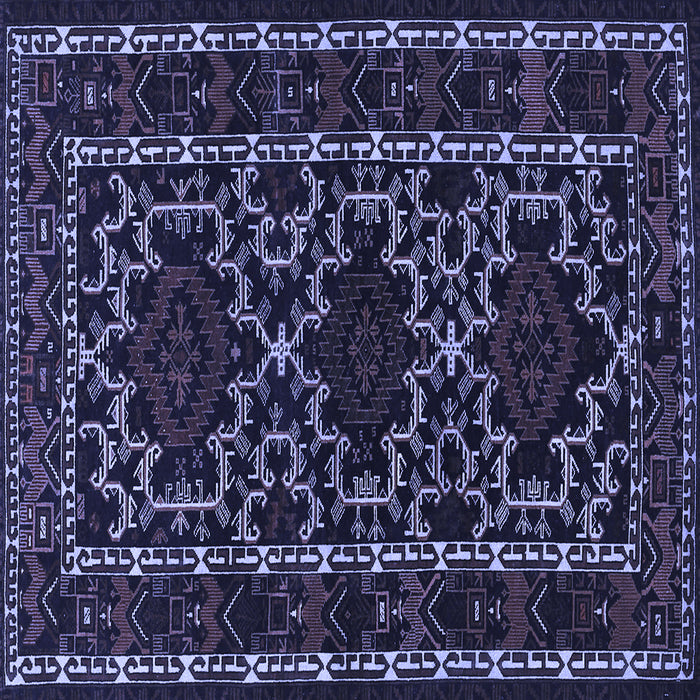 Square Machine Washable Persian Blue Traditional Rug, wshtr1539blu