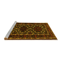 Sideview of Machine Washable Persian Yellow Traditional Rug, wshtr1539yw