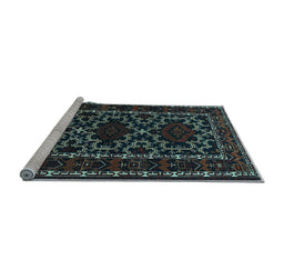 Sideview of Machine Washable Persian Light Blue Traditional Rug, wshtr1539lblu