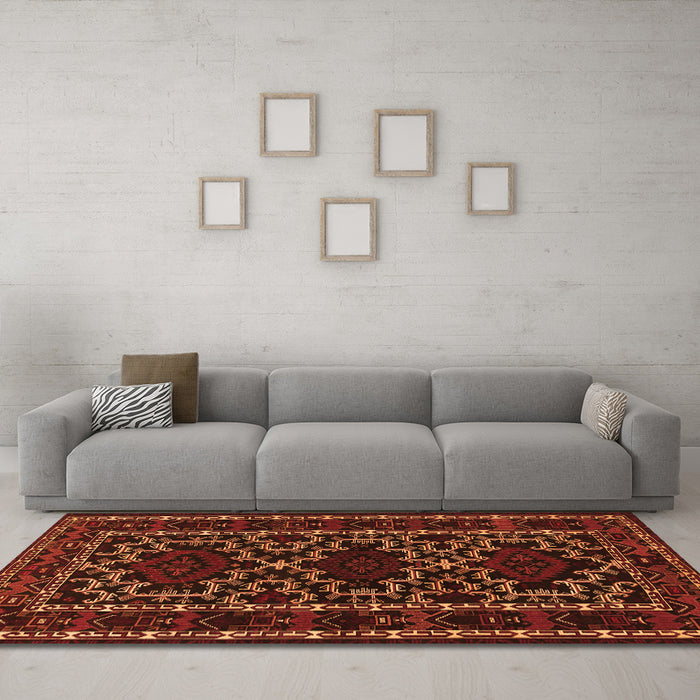 Machine Washable Persian Orange Traditional Area Rugs in a Living Room, wshtr1539org