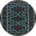 Round Machine Washable Persian Light Blue Traditional Rug, wshtr1539lblu