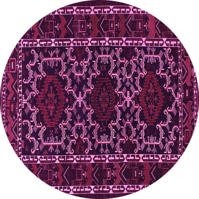 Round Machine Washable Persian Pink Traditional Rug, wshtr1539pnk