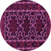 Round Machine Washable Persian Pink Traditional Rug, wshtr1539pnk