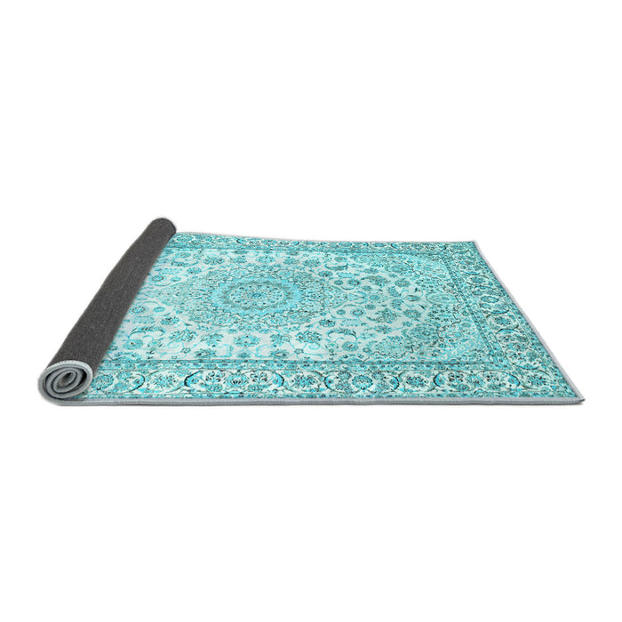 Sideview of Medallion Light Blue Traditional Rug, tr153lblu