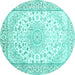 Round Medallion Turquoise Traditional Rug, tr153turq