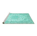 Sideview of Machine Washable Medallion Turquoise Traditional Area Rugs, wshtr153turq