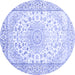 Round Medallion Blue Traditional Rug, tr153blu