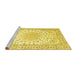 Sideview of Machine Washable Medallion Yellow Traditional Rug, wshtr153yw