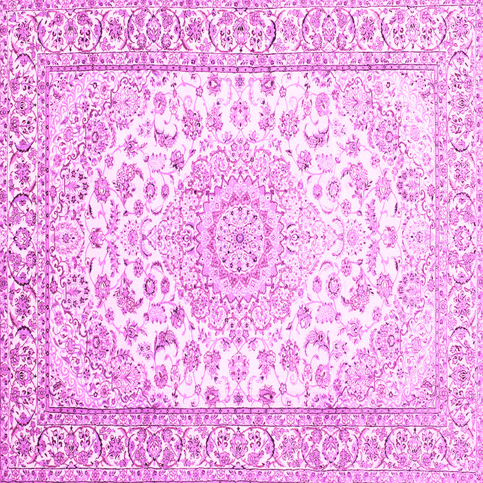 Square Machine Washable Medallion Pink Traditional Rug, wshtr153pnk