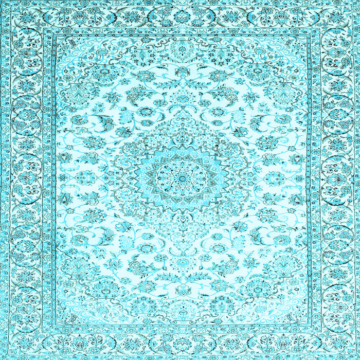 Square Medallion Light Blue Traditional Rug, tr153lblu