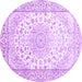 Round Machine Washable Medallion Purple Traditional Area Rugs, wshtr153pur