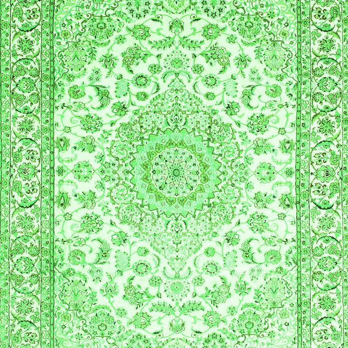 Serging Thickness of Machine Washable Medallion Green Traditional Area Rugs, wshtr153grn