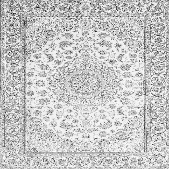 Round Machine Washable Medallion Gray Traditional Rug, wshtr153gry